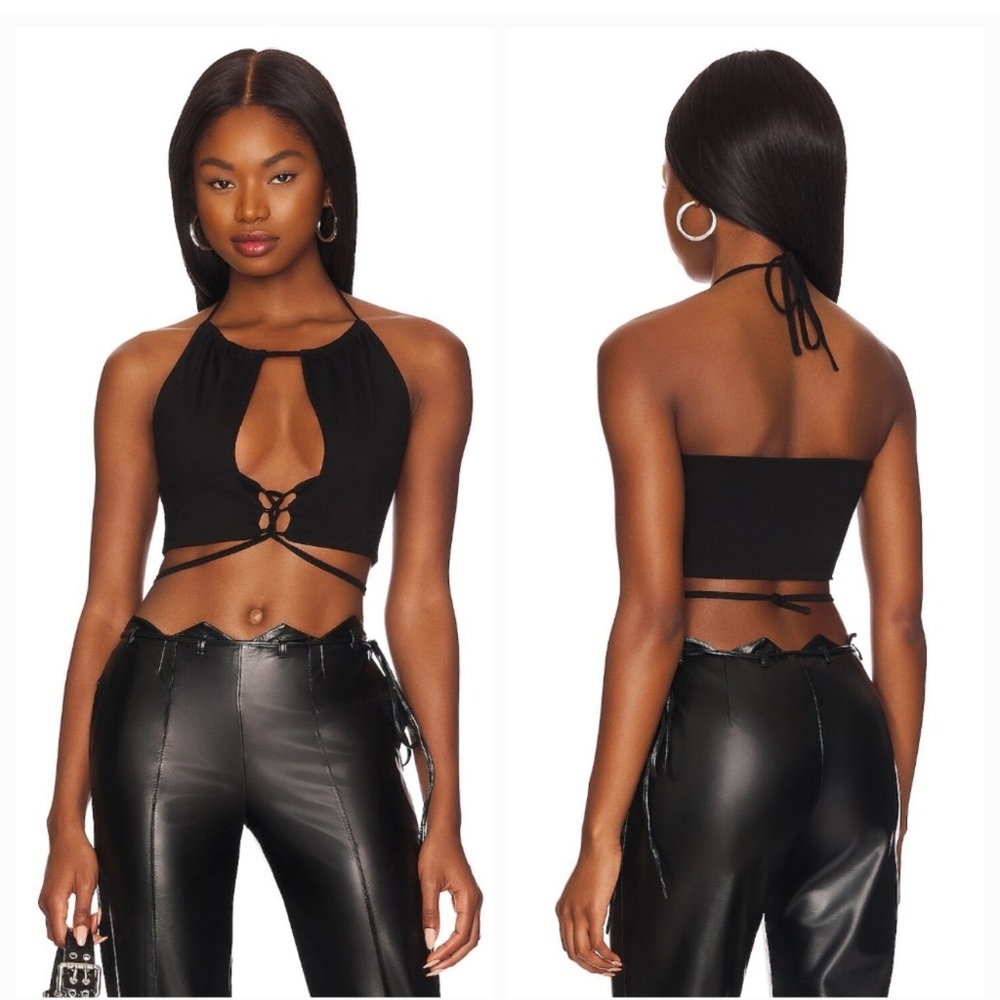 Superdown Emmy Lace Up Top in Black